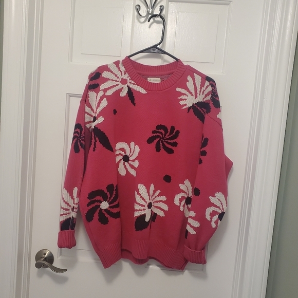 For DAYS PINK Floral Print Oversized Sweater 100% Organic Cotton Size Medium - Picture 8 of 10